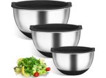 3 Set Di Ciotole In Acciaio Inox Con Coperchi Per La Cucina Lavabile In Lavastoviglie Impilabile Per Servire Cucinare Cuocere Conservare