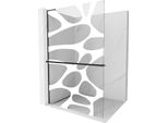 Mexen Kioto+ L Parete Doccia Con Mensola Walk-In 70 X 200 Cm, Onda Bianca, Nero - 800-070-123-70-97