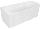 Mexen Gia Vasca Da Bagno Freestanding Angolare Rigata Sinistra 150 X 75 Cm, Bianca Opaca, Troppopieno Cromato - 52701507501L-01