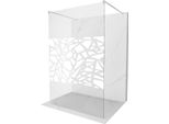Mexen Kioto Parete Doccia Autoportante 140 X 200 Cm, Motivo Bianco 8 Mm, Nichel Spazzolato - 800-140-002-97-85
