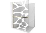 Mexen Kioto+ L Parete Doccia Con Mensola Walk-In 100 X 200 Cm, Onda Bianca, Oro - 800-100-123-50-97