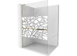 Mexen Kioto+ L Parete Doccia Con Mensola Walk-In 70 X 200 Cm, Motivo Bianco, Oro - 800-070-123-50-85