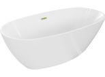Mexen Eris Vasca Da Bagno Indipendente 180 X 95 Cm, Bianca, Troppopieno Oro Spazzolato - 53441809500-55