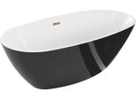 Mexen Eris Vasca Da Bagno Autoportante 180 X 95 Cm, Bianca/Nera, Troppopieno Oro Rosa - 53441809575-60