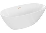 Mexen Eris Vasca Da Bagno Freestanding 180 X 95 Cm, Bianca, Troppopieno Oro Rosa - 53441809500-60