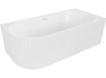 Mexen Gia Vasca Da Bagno Freestanding Angolare Rigata Destra 150 X 75 Cm, Bianca Opaca, Troppopieno Bianco - 52701507501P-20