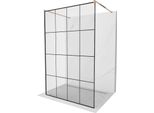 Mexen Kioto Parete Doccia Autoportante 150 X 200 Cm, Griglia Nera 8 Mm, Oro Rosa - 800-150-002-60-77