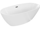 Mexen Eris Vasca Da Bagno Freestanding 180 X 95 Cm, Bianca, Troppo Pieno Nero - 53441809500-70