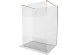 Mexen Kioto Parete Doccia Indipendente 100 X 200 Cm, Trasparente/Brina 8 Mm, Rame Spazzolato - 800-100-002-65-35
