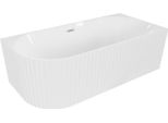 Mexen Gia Vasca Da Bagno Freestanding Ad Angolo Destra Rigata 170 X 80 Cm, Bianca Lucida, Troppo Pieno Nichel Spazzolato