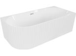 Mexen Gia Vasca Da Bagno Indipendente Angolare Rigata Destra 150 X 75 Cm, Bianco Lucido, Troppo Pieno Cromato - 52701507500P-01