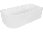 Mexen Gia Vasca Da Bagno Freestanding Ad Angolo Con Scanalature Destra 170 X 80 Cm, Bianco Opaco, Troppopieno Cromato