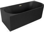Mexen Gia Vasca Da Bagno Autoportante Angolare Scanalata Sinistra 170 X 80 Cm, Nera Opaca, Troppopieno Dorato - 52701708071L-50