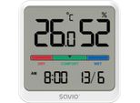 Savio Wireless Weather Station, Temperature And Humidity Sensor, For Indoor Use, Lcd Screen, Clock, Date, Handle With Magnet, CT-01/W White