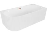 Mexen Gia Vasca Da Bagno Angolare Freestanding Rigata Destra 170 X 80 Cm, Bianco Lucido, Troppopieno Rame Spazzolato