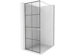 Mexen Kioto+ Parete Doccia Con Mensola Walk-In 90 X 200 Cm, Griglia Nera, Nichel Spazzolato - 800-090-121-97-77