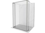 Mexen Kioto Parete Doccia Autoportante 140 X 30 X 30 Cm, Cornice Nera, Nichel Spazzolato - 800-140-030-222-97-70-030
