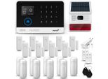 Huxgo HXA003 Sistema Di Allarme Casa Wifi + Gsm 4G Con Sirena Wireless, Sistema Di Allarme Con 9X Sensore Di Movimento E 9X Sensore Porta-Finestra, Sistema Di Allarme Per Appartamento, Casa, Ufficio, Tuya Smartlife App