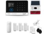 Huxgo HXA003 Sistema Di Allarme Casa Wifi + Gsm 4G Con Sirena Wireless, Sistema Di Allarme Con 1X Sensore Di Movimento E 3X Sensore Porta-Finestra, Sistema Di Allarme Per Appartamento, Casa, Ufficio, Tuya Smartlife App