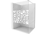 Mexen Kioto+ Parete Doccia Con Mensola Walk-In 110 X 200 Cm, Motivo Bianco, Nichel Spazzolato - 800-110-121-97-85