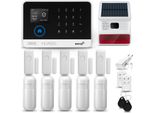 Huxgo HXA003 Sistema Di Allarme Casa Wifi + Gsm 4G Con Sirena Wireless, Sistema Di Allarme Con 5X Sensori Di Movimento E 5X Sensori Porta-Finestra, Sistema Di Allarme Per Appartamento, Casa, Ufficio, App Tuya Smartlife