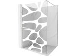 Mexen Kioto+ Parete Doccia Con Mensola Walk-In 90 X 200 Cm, Onda Bianca, Nichel Spazzolato - 800-090-121-97-97