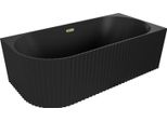 Mexen Gia Vasca Da Bagno Freestanding Angolare Scanalata Destra 170 X 80 Cm, Nero Opaco, Troppo Pieno Dorato - 52701708071P-50