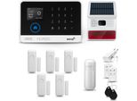 Huxgo HXA003 Sistema Di Allarme Casa Wifi + Gsm 4G Con Sirena Wireless, Sistema Di Allarme Con 1X Sensore Di Movimento E 5X Sensore Porta-Finestra, Sistema Di Allarme Per Appartamento, Casa, Ufficio, Tuya Smartlife App