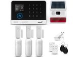 Huxgo HXA003 Sistema Di Allarme Casa Wifi + Gsm 4G Con Sirena Wireless, Sistema Di Allarme Con 3X Sensore Di Movimento E 3X Sensore Porta-Finestra, Sistema Di Allarme Per Appartamento, Casa, Ufficio, Tuya Smartlife App