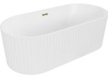 Mexen Paola Vasca Da Bagno Indipendente Rigata 150 X 75 Cm, Bianco Opaco, Tracimazione Dorata - 52721507501-50