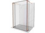 Mexen Kioto Parete Doccia Autoportante 110 X 30 X 30 Cm, Cornice Nera, Oro Rosa - 800-110-030-222-60-70-030