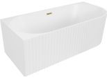 Mexen Gia Vasca Da Bagno Freestanding Ad Angolo Sinistra 170 X 80 Cm, Bianca Opaca, Troppo Pieno Dorato - 52701708001L-50