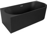Mexen Gia Vasca Da Bagno Freestanding Angolare Scanalata Sinistra 170 X 80 Cm, Nero Opaco, Troppopieno Grigio Canna Di Fucile