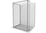 Mexen Kioto Parete Doccia Walk-In 130 X 90 X 40 Cm, Cornice Nera, Nichel Spazzolato - 800-130-090-221-97-70-040