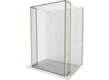 Mexen Kioto Pannello Doccia Autoportante 140 X 30 X 30 Cm, Cornice Nera, Dorato Spazzolato - 800-140-030-222-55-70-030