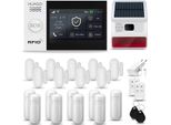 Huxgo HXA007 Sistema Di Allarme Casa Wifi + Gsm 4G Con Sirena Wireless, Sistema Di Allarme Con 9X Sensore Di Movimento E 9X Sensore Porta-Finestra, Sistema Di Allarme Per Appartamento, Casa, Garage, Tuya Smartlife App