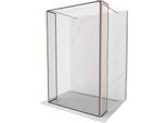 Mexen Kioto Pannello Doccia Autoportante 120 X 30 X 30 Cm, Cornice Nera, Rame Spazzolato - 800-120-030-222-65-70-030