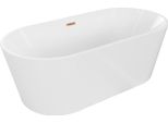 Mexen Luna Vasca Da Bagno Freestanding 170 X 80 Cm, Bianca, Troppo Pieno Rame Spazzolato - 52031708000-65