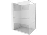 Mexen Kioto+ Parete Doccia Con Mensola Walk-In 80 X 200 Cm, Trasparente/Brina, Nichel Spazzolato - 800-080-121-97-35