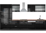 Vicco Cucina Componibile R-Line, 350 Cm Con Armadio Alto, Pl Rovere, Nero Lucido/Antracite
