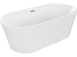 Mexen Luna Vasca Da Bagno Autoportante 150 X 75 Cm, Bianca, Troppopieno Dorato - 52031507500-50