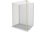 Mexen Kioto Parete Doccia Walk-In 130 X 90 X 40 Cm, Trasparente, Oro Spazzolato - 800-130-090-221-55-00-040