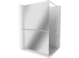 Mexen Kioto+ Parete Doccia Con Mensola Walk-In 120 X 200 Cm, Specchio, Nichel Spazzolato - 800-120-121-97-50