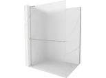 Mexen Kioto+ L Parete Doccia Con Mensola Walk-In 80 X 200 Cm, Smerigliato, Nichel Spazzolato - 800-080-123-97-30