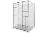 Mexen Kioto Parete Doccia Autoportante 120 X 200 Cm, Motivo Nero 8 Mm, Oro Spazzolato - 800-120-002-55-78