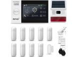 Huxgo HXA007 Sistema Di Allarme Casa Wifi + Gsm 4G Lte Con Sirena Wireless, Sistema Di Allarme Con 9X Sensori Di Movimento E 1X Sensore Porta-Finestra, Sistema Di Allarme Per Appartamento, Casa, Garage, Tuya Smartlife App