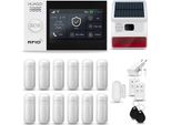 Huxgo HXA007 Sistema Di Allarme Casa Wifi + Gsm 4G Lte Con Sirena Wireless, Sistema Di Allarme Con 12X Sensore Di Movimento E 1X Sensore Porta-Finestra, Sistema Di Allarme Per Appartamento, Casa, Garage, Tuya Smartlife App