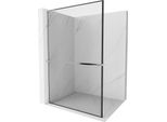 Mexen Kioto+ L Parete Doccia Con Mensola Walk-In 70 X 200 Cm, Cornice Nera, Cromo - 800-070-123-01-70