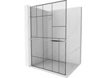 Mexen Kioto+ L Parete Doccia Con Mensola Walk-In 120 X 200 Cm, Motivo Nero, Cromo - 800-120-123-01-78