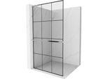 Mexen Kioto+ L Parete Doccia Con Mensola Walk-In 100 X 200 Cm, Griglia Nera, Cromo - 800-100-123-01-77